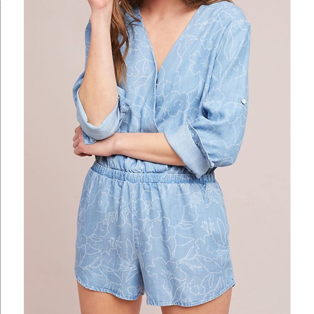 Cloth & Stone Chambray Romper Size S
